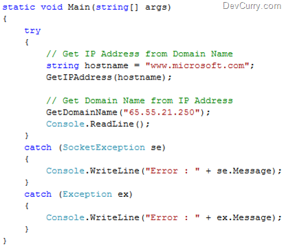 Get IP Address from Domain Name and Vice versa using .NET